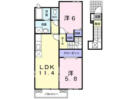 サン フォーリスト B(2LDK/2階)の間取り写真