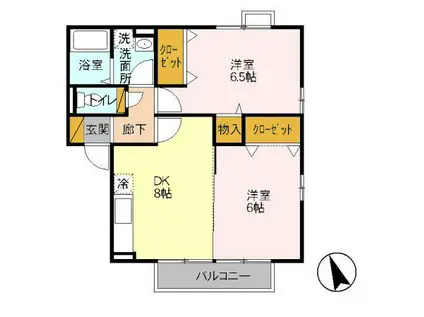 メゾン・ド・サンセール イースト(2DK/2階)の間取り写真