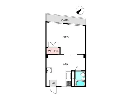 横川ビル(1DK/4階)の間取り写真