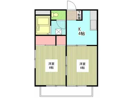 セジュール松葉(2K/1階)の間取り写真