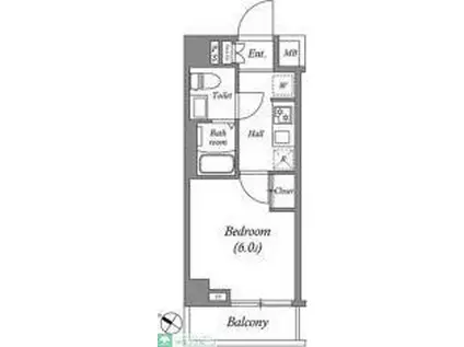 GENOVIA南行徳SKYGARDEN(1K/3階)の間取り写真