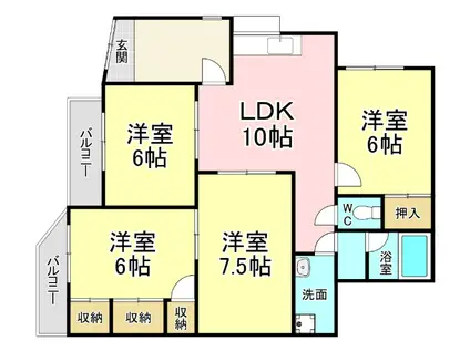 プリンセス片野II(4LDK/1階)の間取り写真