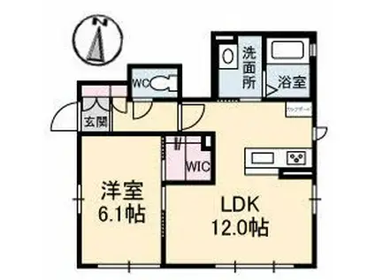 ラ・パルテール新屋敷III(1LDK/1階)の間取り写真