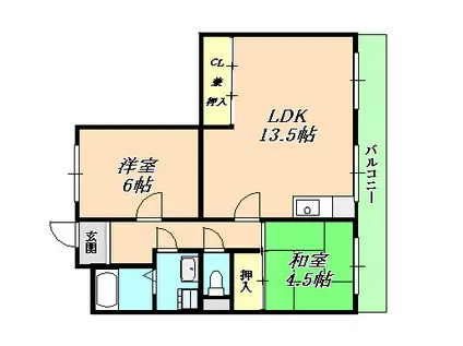 第一柏木ハイツ(2LDK/2階)の間取り写真