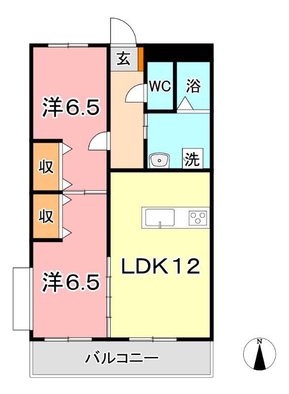 ソネヴァ(2LDK/1階)の間取り写真