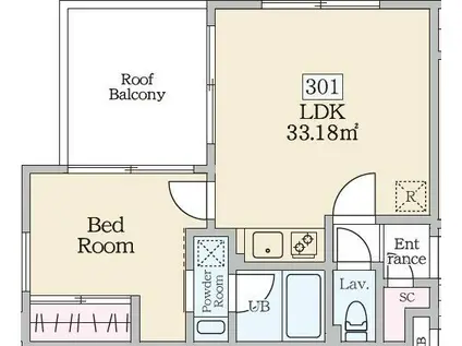 レーヴレジデンス初台(1LDK/3階)の間取り写真