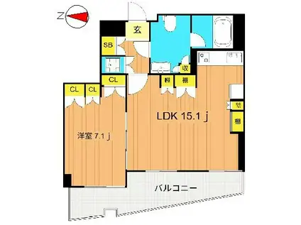 ビバーチェ大崎(1LDK/5階)の間取り写真