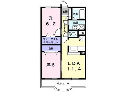 サン・ブライトB館(2LDK/3階)の間取り写真