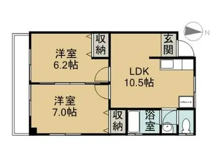 ソシアサニーヒルII(2LDK/3階)の間取り写真
