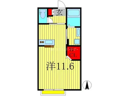 ローズガーデン柏の葉B(ワンルーム/1階)の間取り写真