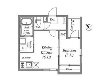 桜ハーモニーテラス(1DK/2階)の間取り写真