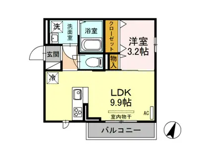 オリーブ II(1LDK/1階)の間取り写真