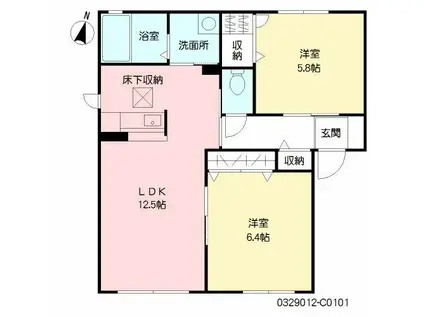 エスペランサC棟(2LDK/1階)の間取り写真