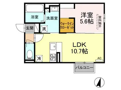 D-ROOM竹尾II 101(1LDK/1階)の間取り写真