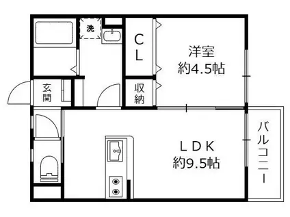ホワイトヴェール 守山市守山3丁目(1LDK/1階)の間取り写真
