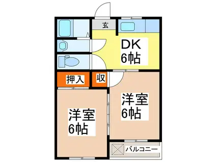谷川ハイツ(2DK/4階)の間取り写真