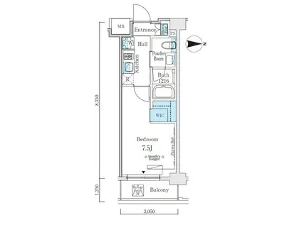 ウエリスアーバン中野坂上(1K/3階)の間取り写真