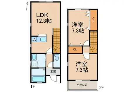新中島メゾネット(2LDK/1階)の間取り写真