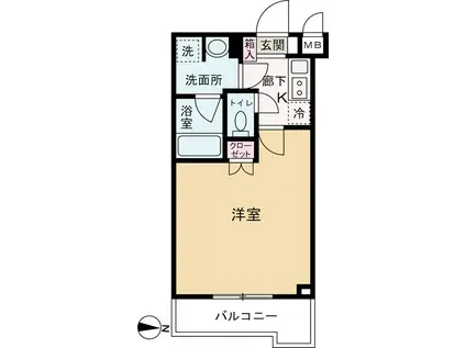 ルーブル武蔵中原伍番館(1K/2階)の間取り写真