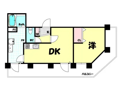 サンビルダープラス磯上ベース(1DK/11階)の間取り写真