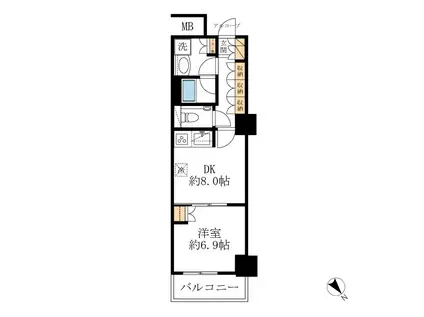 ステーションツインタワーズ糀谷 フロントウエスト(1DK/5階)の間取り写真