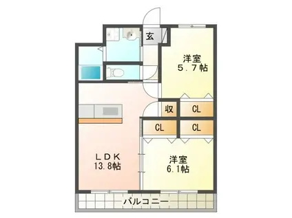 IBB6(2LDK/3階)の間取り写真