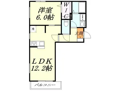 メゾンドボヌール(1LDK/3階)の間取り写真