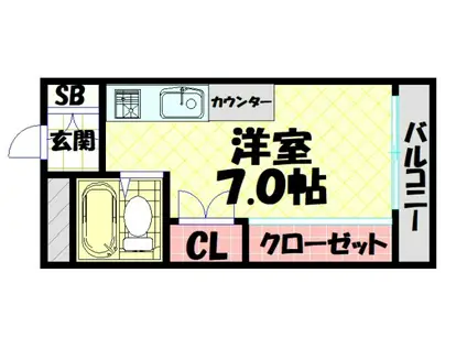 大国町池田マンション(ワンルーム/2階)の間取り写真