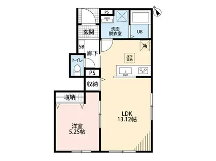 リーブルファイン久喜南(1LDK/1階)の間取り写真