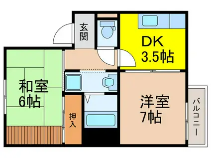 売布ヶ丘スカイハイツ(2DK/1階)の間取り写真