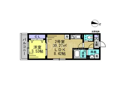 メゾン・ド・PLUM蘇我(1LDK/3階)の間取り写真