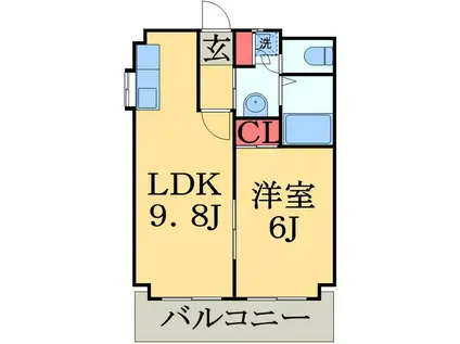 ファーレ秋元(1LDK/3階)の間取り写真