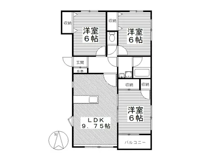 福島ハイツA-2(3LDK/1階)の間取り写真