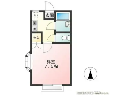 マロンハイツ(1K/1階)の間取り写真