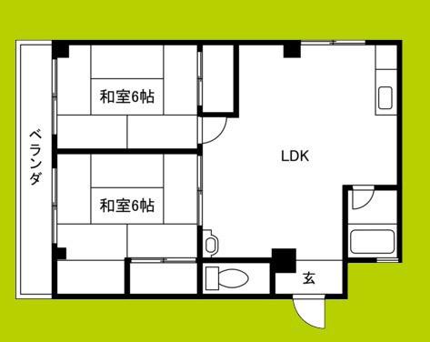 第二住吉苑(2LDK/3階)の間取り写真