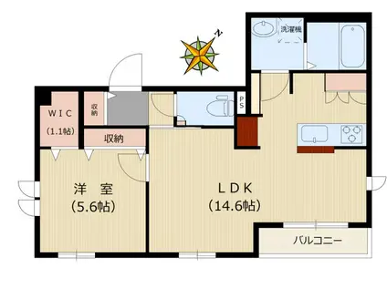 エバーグリーン マグノリア(1LDK/2階)の間取り写真