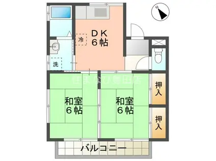 シャルダンハイツ A(2DK/2階)の間取り写真