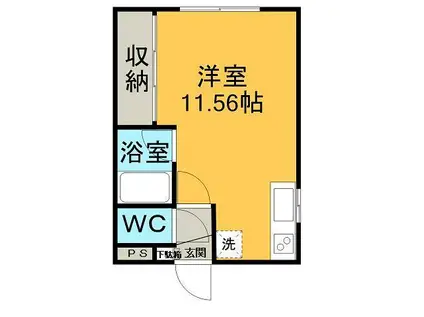 ひばりヶ丘ハイツB(ワンルーム/1階)の間取り写真