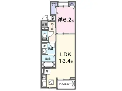 クオーレ III(1LDK/3階)の間取り写真