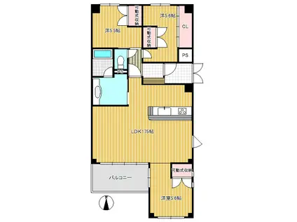 ブランニューシティ F棟(3LDK/3階)の間取り写真