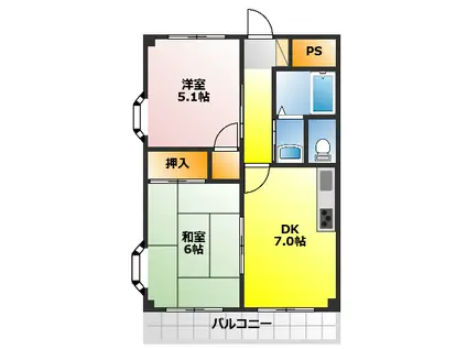 パレドール(2DK/1階)の間取り写真