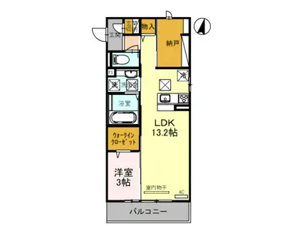 ラ・グリシーヌ(1LDK/1階)の間取り写真