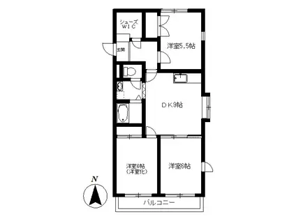 レジデンスミズコシ(3DK/3階)の間取り写真