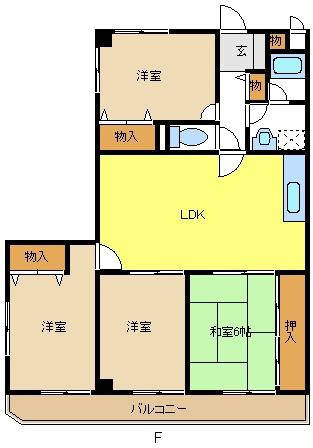 ユニーブル原央(4LDK/3階)の間取り写真