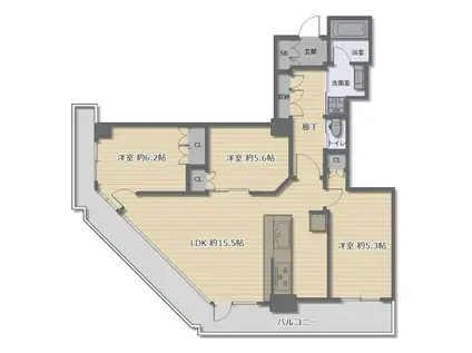 阿波座ライズタワーズフラッグ46 OMPタワー(3LDK/15階)の間取り写真