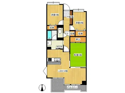 コープ野村水前寺公園(3LDK/9階)の間取り写真