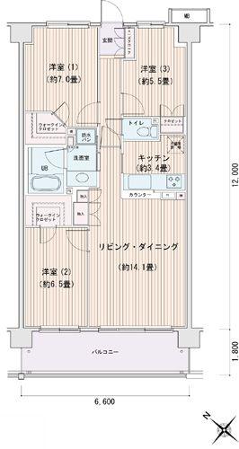 エスティメゾン豊洲レジデンスD棟(3LDK/8階)の間取り写真