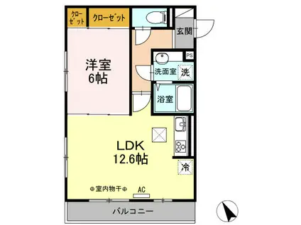 ハイム羽沢十番館(1LDK/2階)の間取り写真