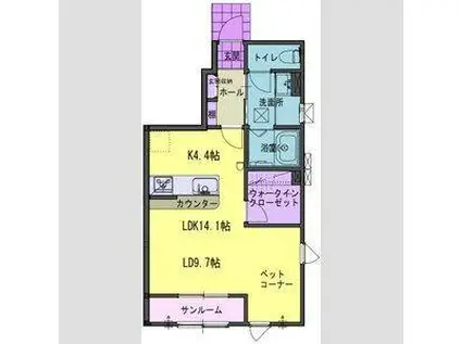 パルテ O館・W館(1K/1階)の間取り写真