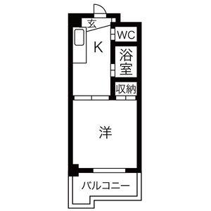 サン・ウエダビルI(1K/2階)の間取り写真